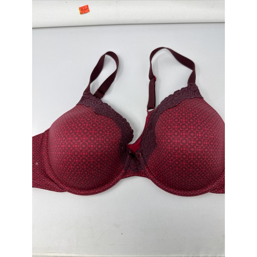 Maidenform Comfort Devotion Bra size 36D Red Extra Coverage Underwire Bow
